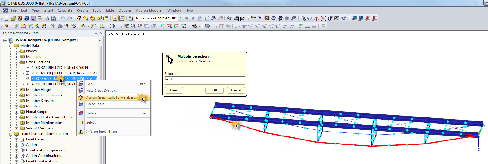 Graphical Assignment of Cross-Sections to Members