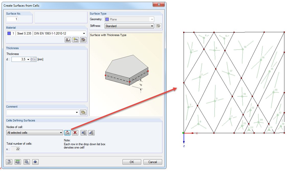 Creating Surfaces from Cells for Grillages and Facades