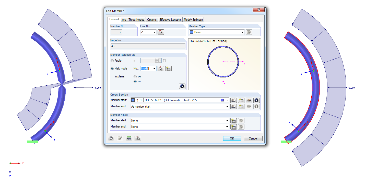 Rendering Arc-Shaped Members
