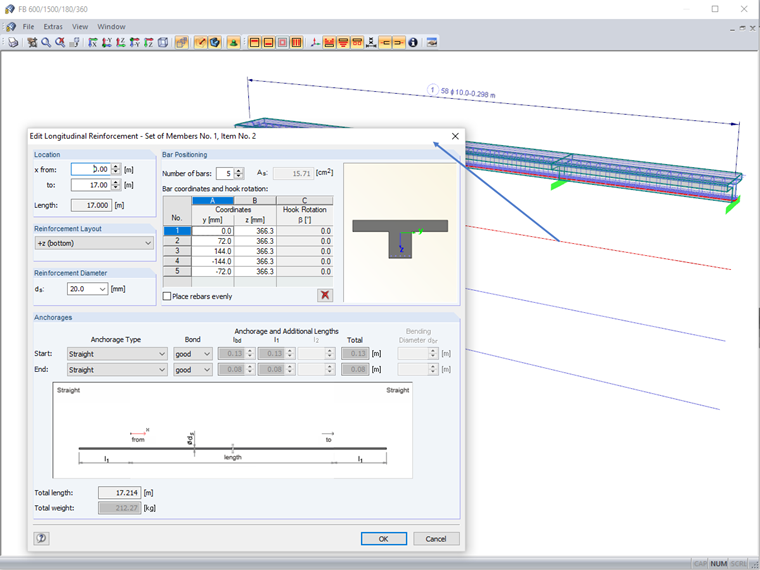 Adjusting Reinforcement Directly in Graphic Window