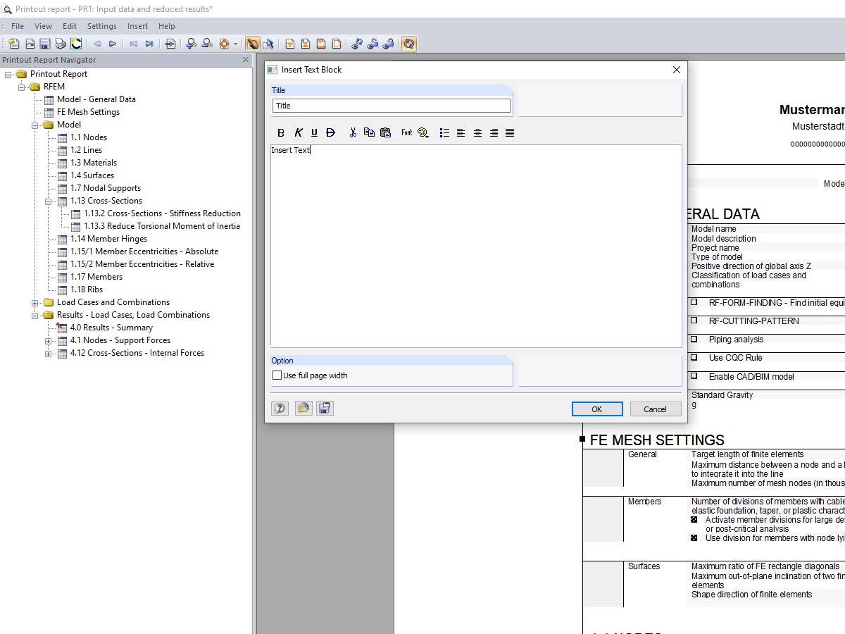 Inserting Text Block