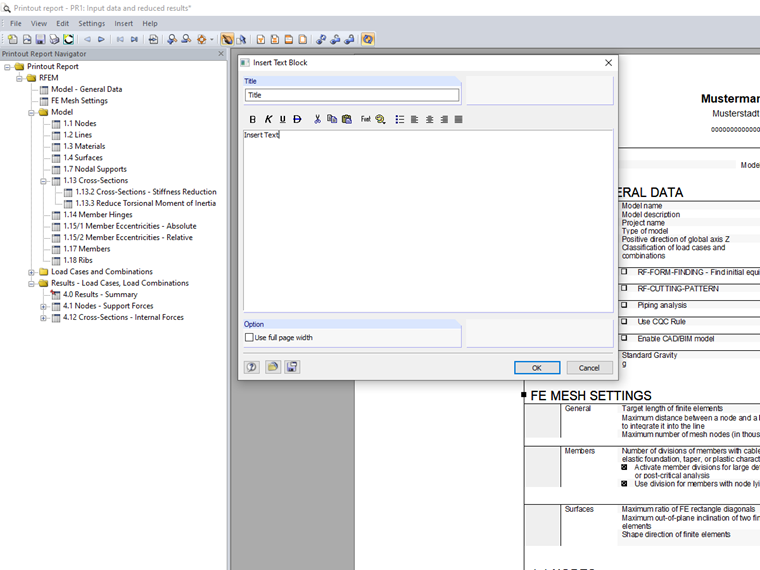 Inserting Text Block