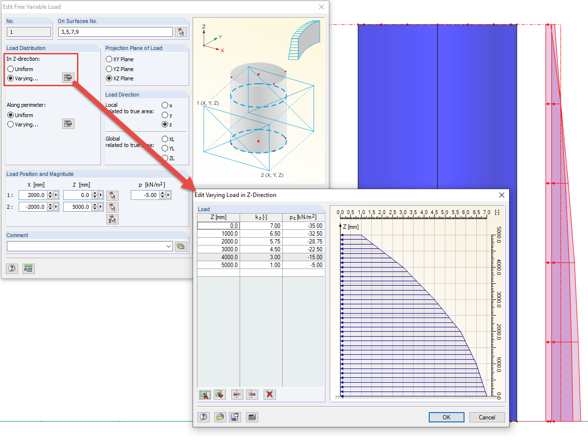 Edit Varying Load in Z-Direction