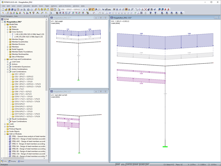 Load Combinations of Horizontal Beam-Like Structures