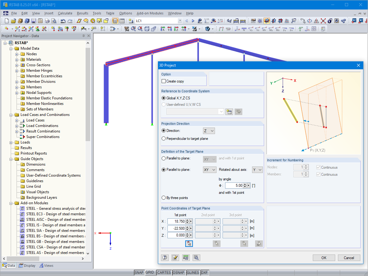 Projecting Members into New Plane