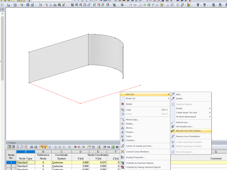 Extrude Line into Surface