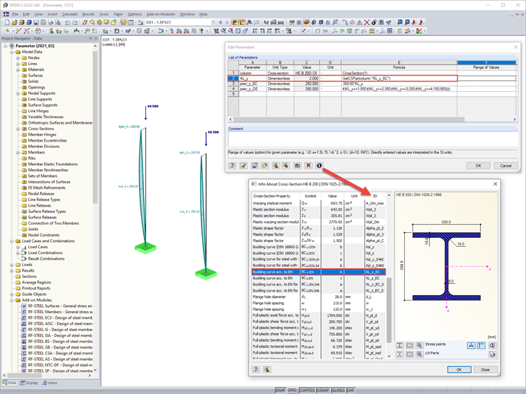 Parametric Input with Access to Cross-Section Values