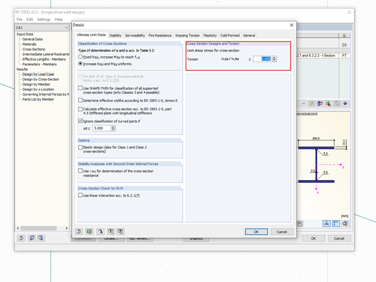 Limit Value of Torsional Shear Stresses for Cross-Section Design