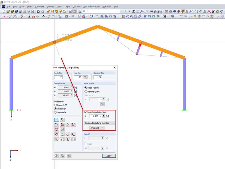 Define Member Perpendicular to Another Member