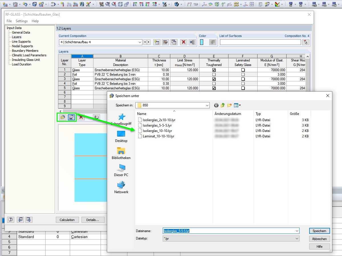 Saving User-Defined Layer Structures