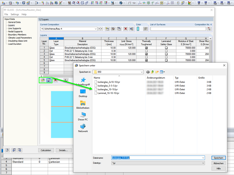 Saving User-Defined Layer Structures