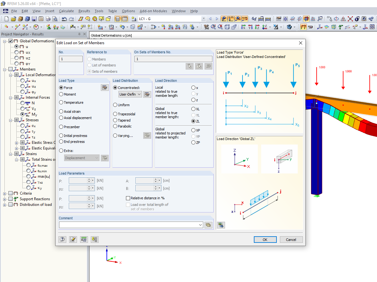 Member Load with User-Defined Concentrated Load Distribution