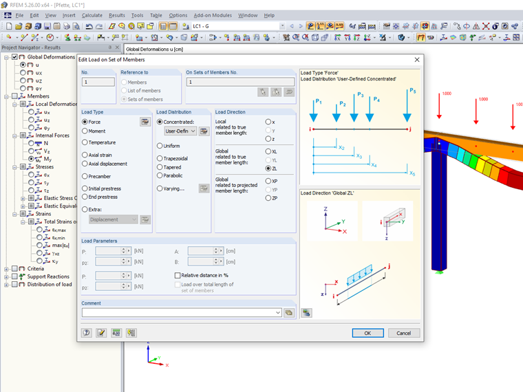 Member Load with User-Defined Concentrated Load Distribution