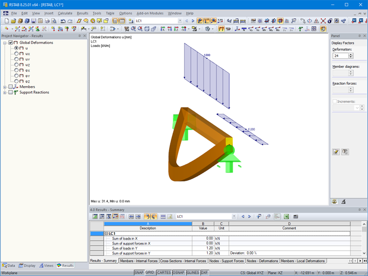Resulting Deformation in RSTAB