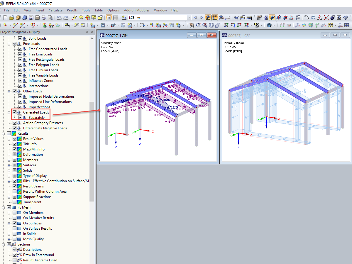 Using Visibility Mode with Generated Loads