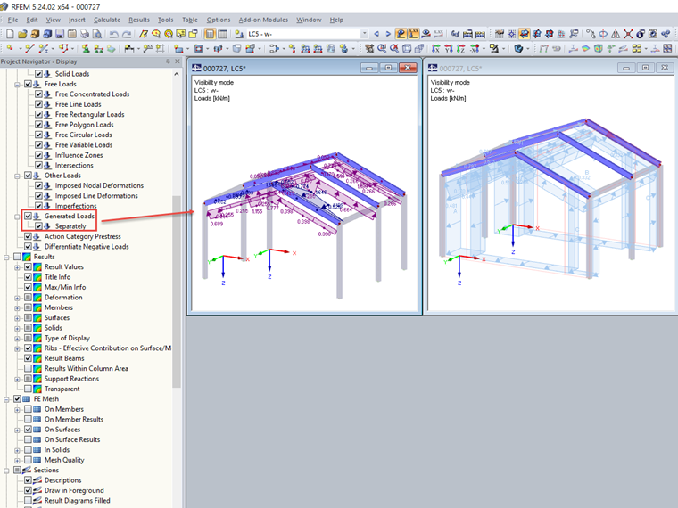 Using Visibility Mode with Generated Loads