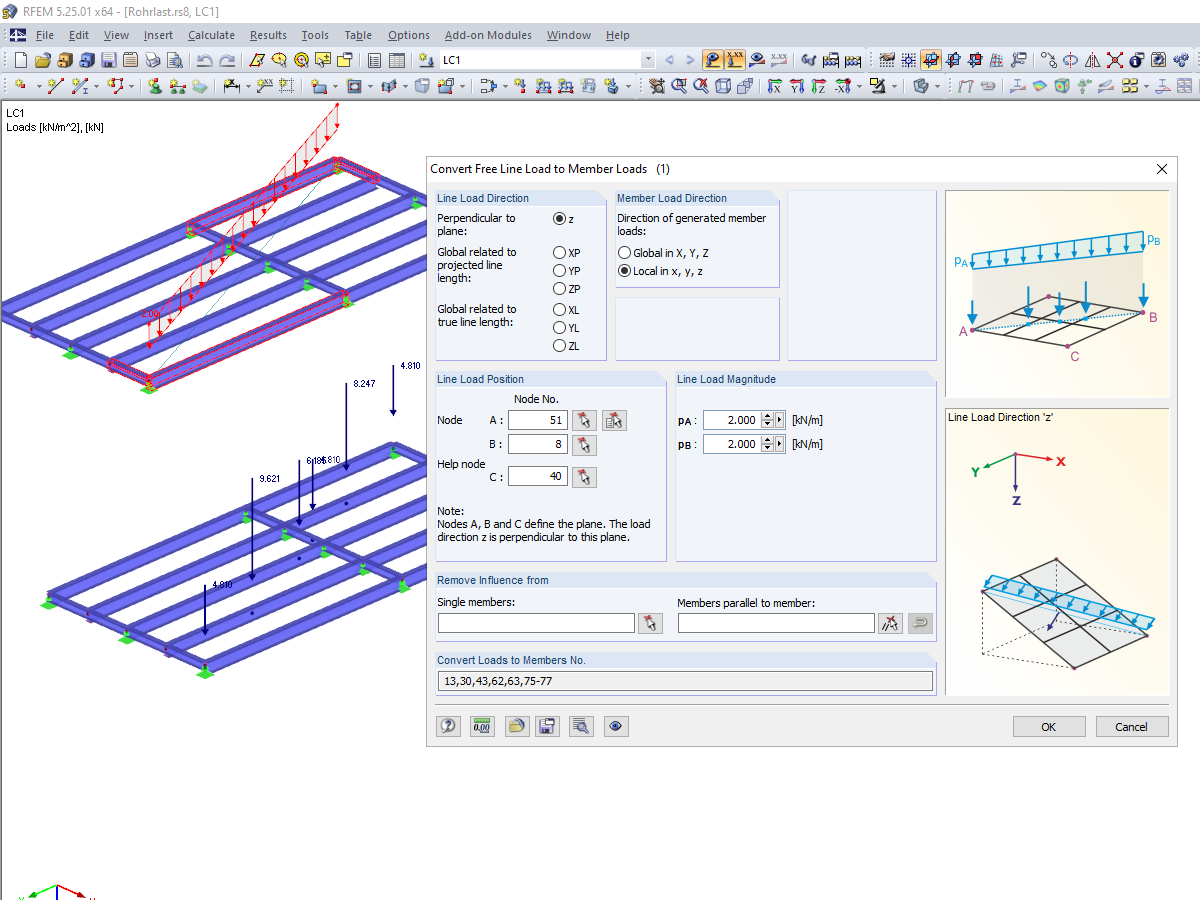 Member Load by Line Load