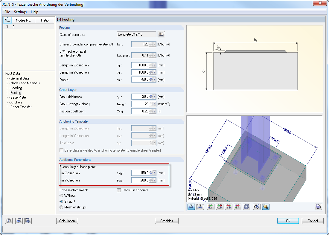 Defining Eccentricity of Base Plate in RF-/JOINTS Steel - Column Base