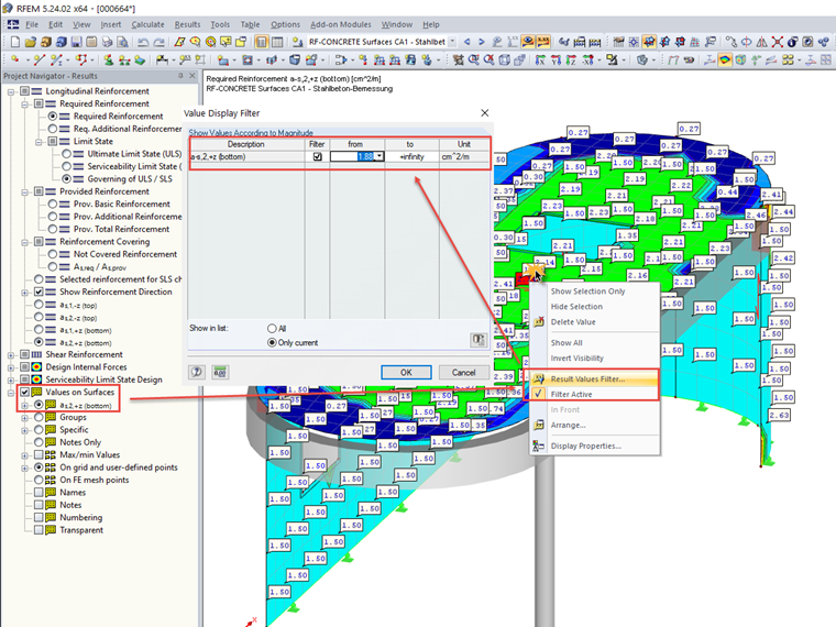 Filter for Displaying Surface Values