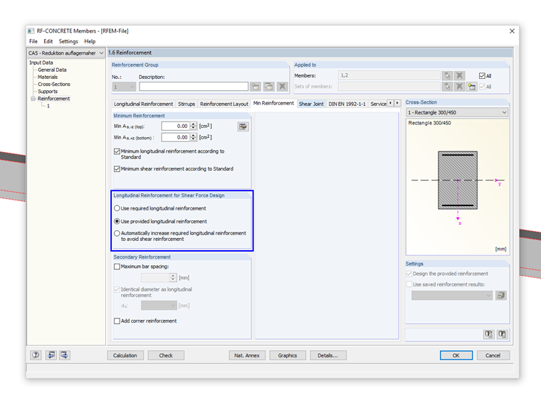 Determining Required Longitudinal Reinforcement for Shear Force Design