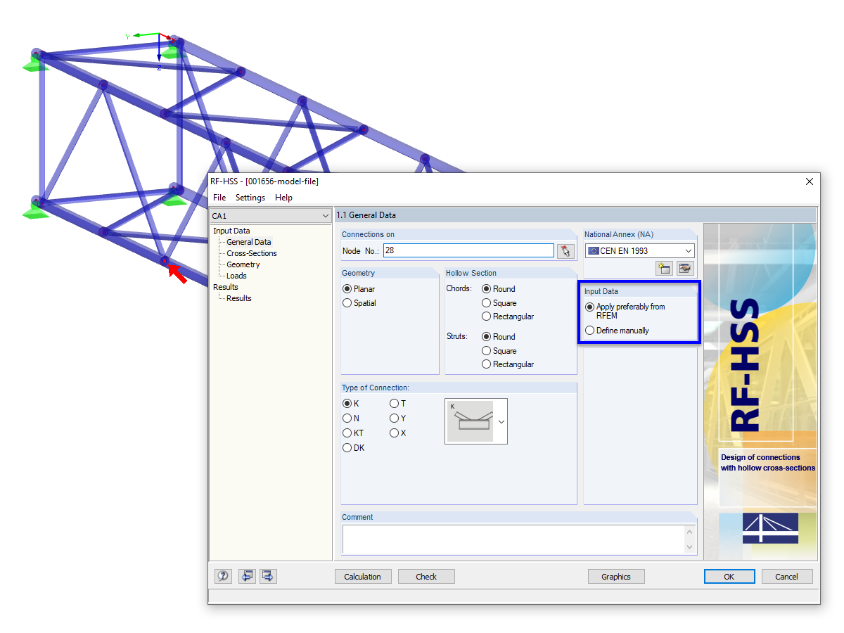 Input Options for Hollow Section Connection