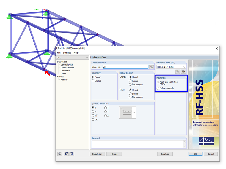 Input Options for Hollow Section Connection