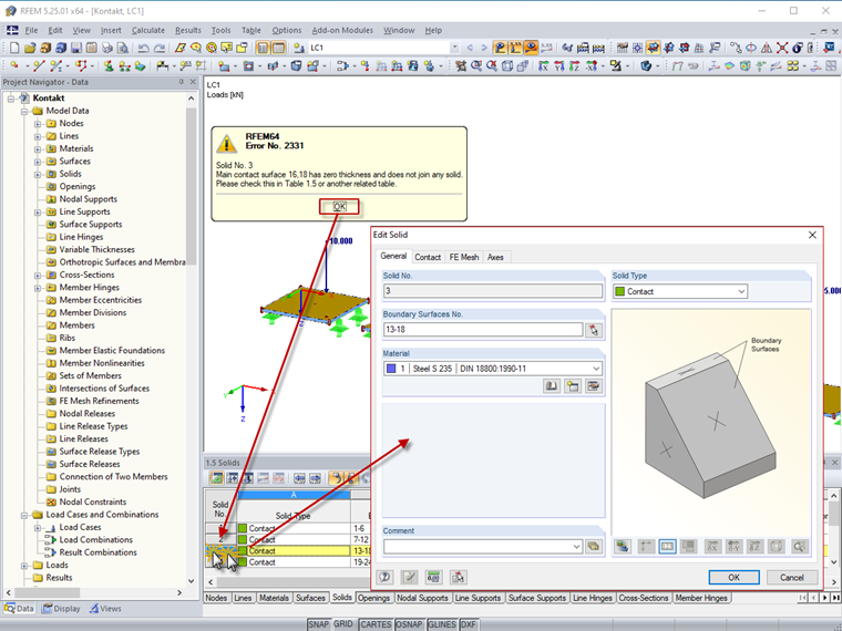 Connection of Tables and Dialog Boxes
