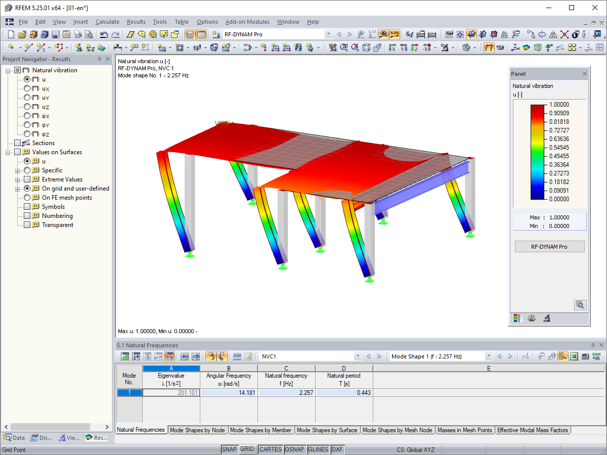 Natural Frequency of Structure Before Reducing Stiffness
