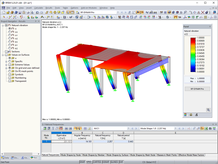 Natural Frequency of Structure Before Reducing Stiffness