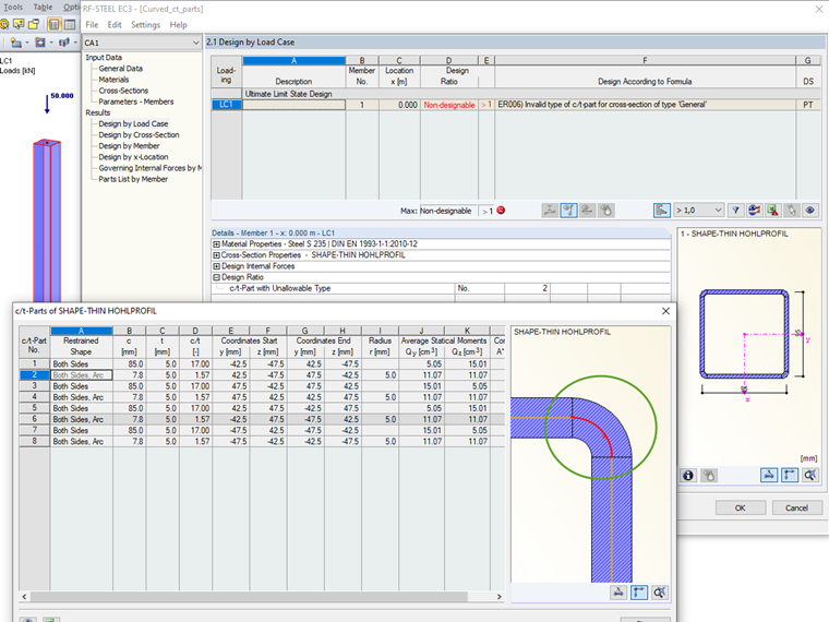Curved Cross-Section Part of SHAPE-THIN Section