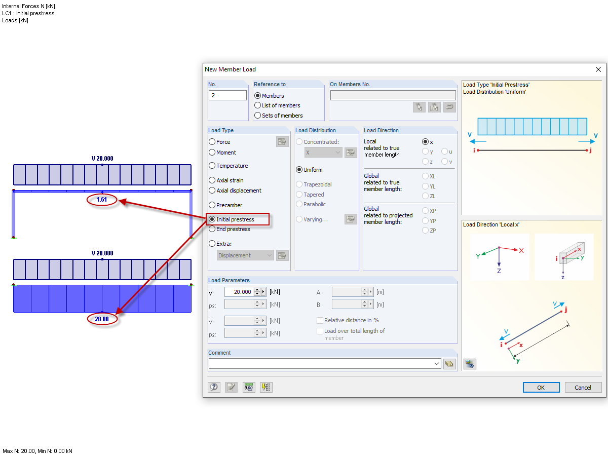 Member Load Initial Prestress