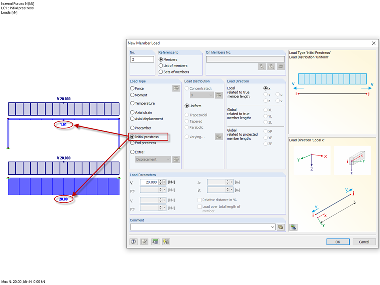 Member Load Initial Prestress