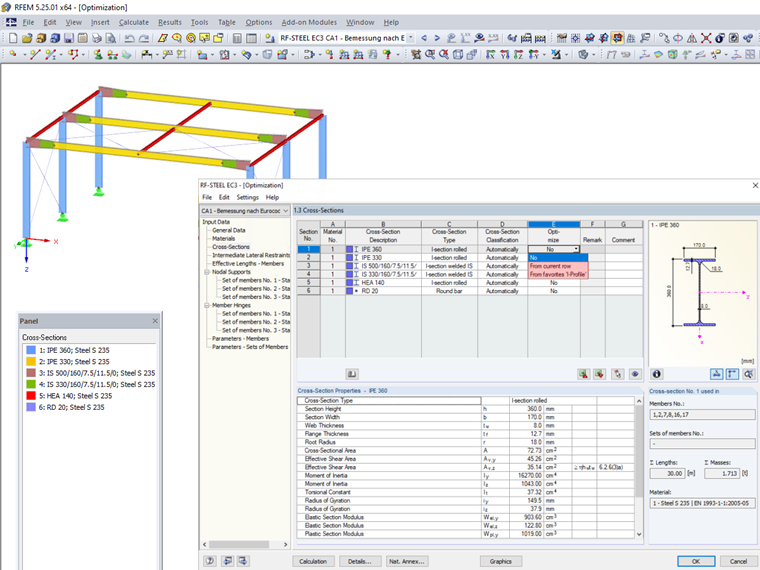 Cross-Section Optimization