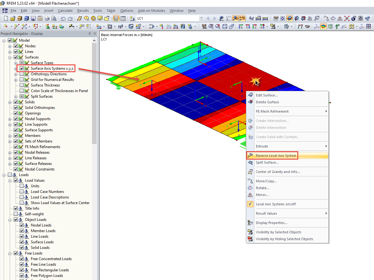 Reversing Surface Axis Systems