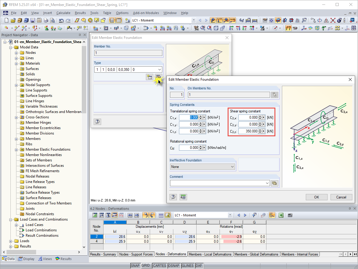 Input of Shear Springs