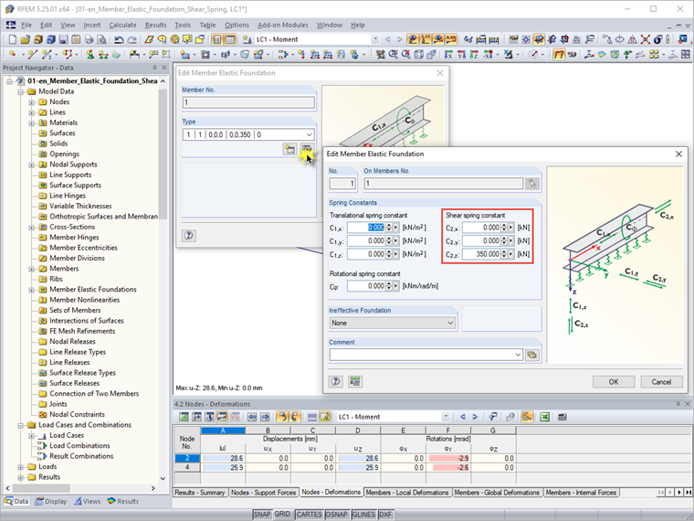 Input of Shear Springs
