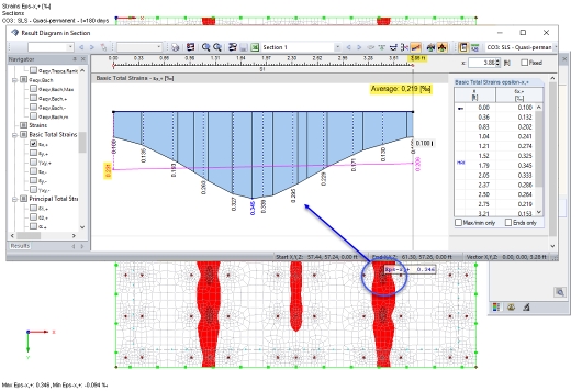 Section Along Crack Strip Width