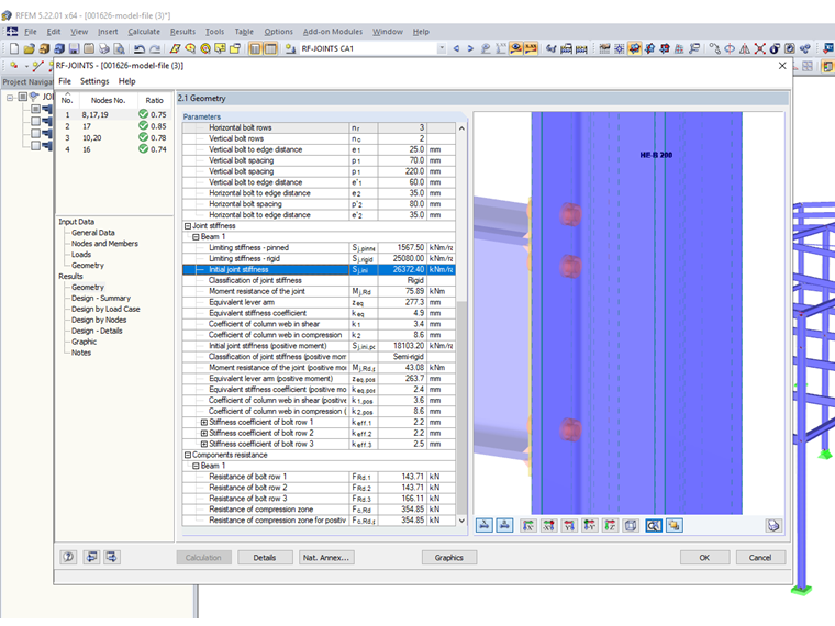 Calculation of Elastic Initial Stiffness S, j, ini for Connection of IPE 240