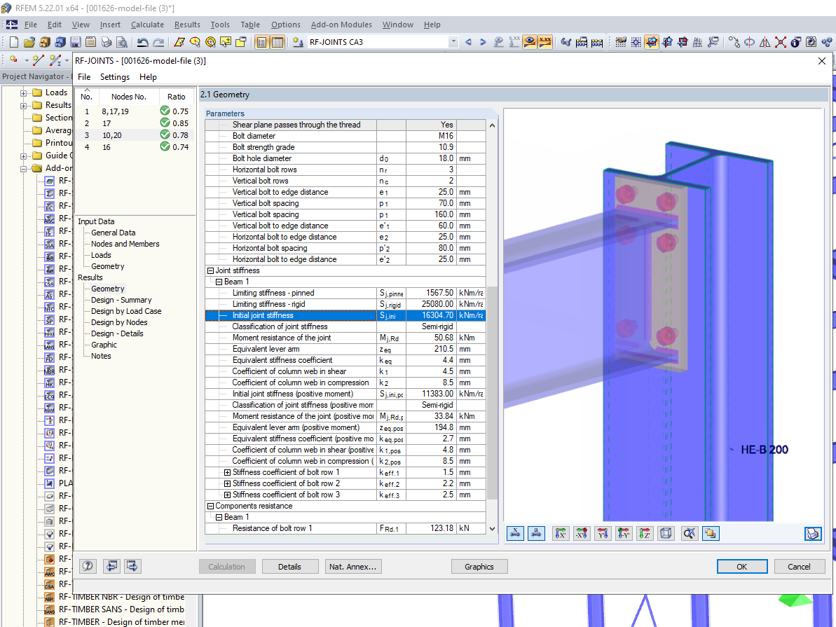 Calculation of Elastic Initial Stiffness S, j, ini for Connection of IPE 300