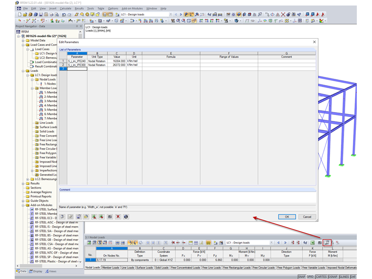 Definition of Parameters for Member End Hinges