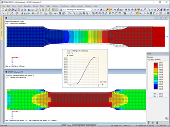 Deformations, Calculation Diagram, and Equivalent Stresses for Load Increase