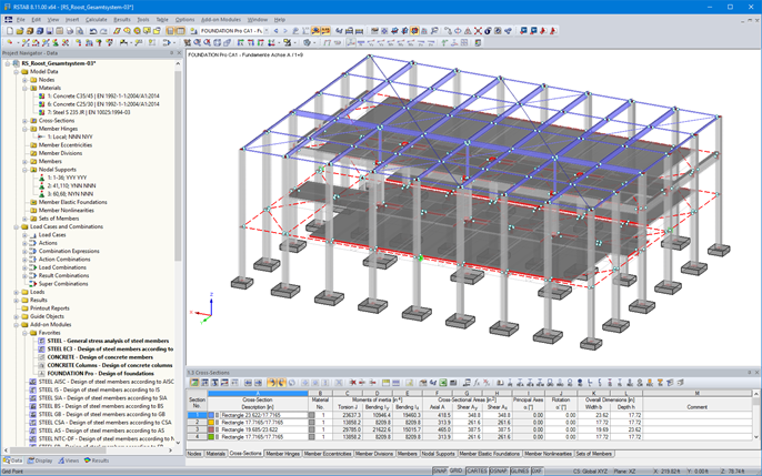 3D Model of Car Dealership with Designed Foundations in RSTAB (© SCHATZ Engineering)