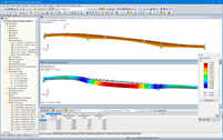 Model and First Mode Shape of Pedestrian and Cycling Bridge in RFEM (© IB Miebach)