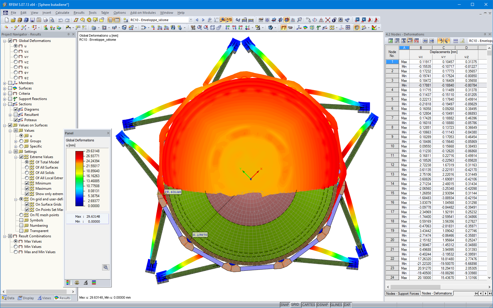 Top View of Deformed Structure in RFEM