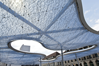 Bottom View of Air-Cushioned Membrane Roof (© Niklaus Spoerri)