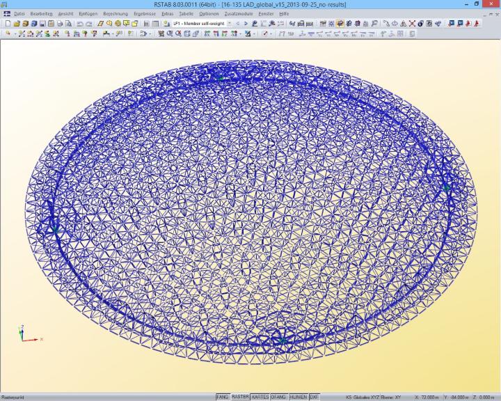 Spatial model of the dome of the Louvre Abu Dhabi in RSTAB (© Waagner-Biro)