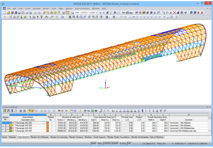 RSTAB Model of Crossrail Station Canary Wharf (© WIEHAG)