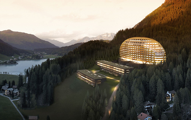 Project Visualization of Hotel Intercontinental in Davos (© Sailer Stepan and Partner)