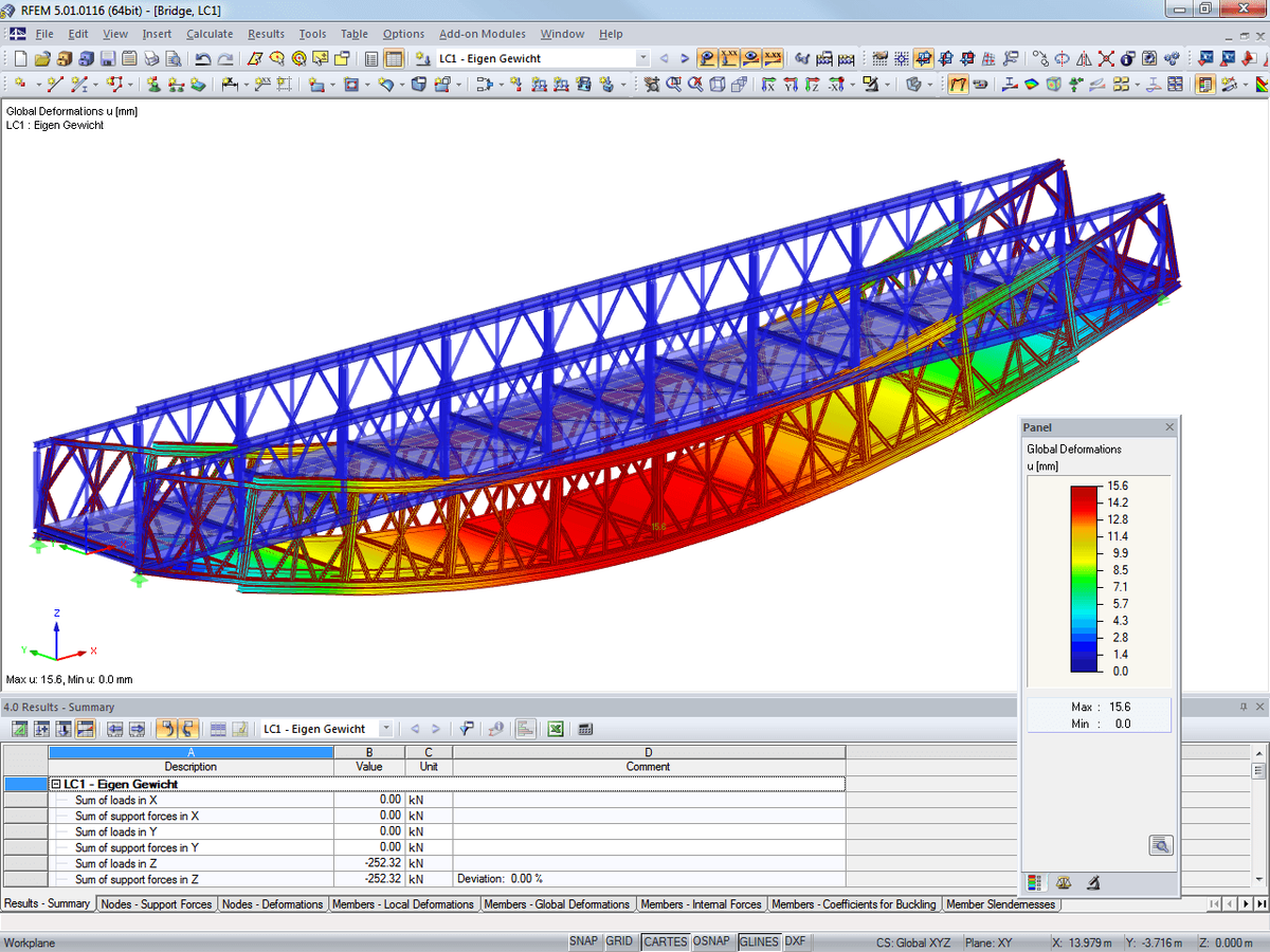 Representation of Deformation of Bridge in RFEM (© Janson Bridging)