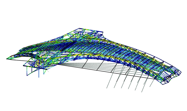 Analysis Model of Main Arch in RSTAB (© Bollinger+Grohmann)